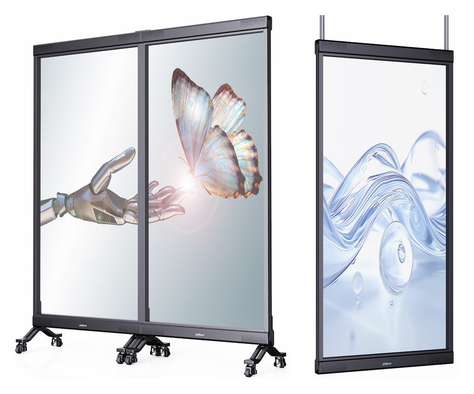 Ledwall trasparente Dahua su carrello e in sospensione